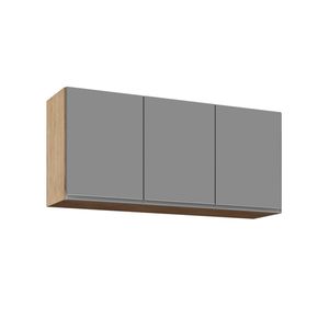 Armário Aéreo de Cozinha 120cm 3 Portas Virgínia Castanho/Cinza - Lumil