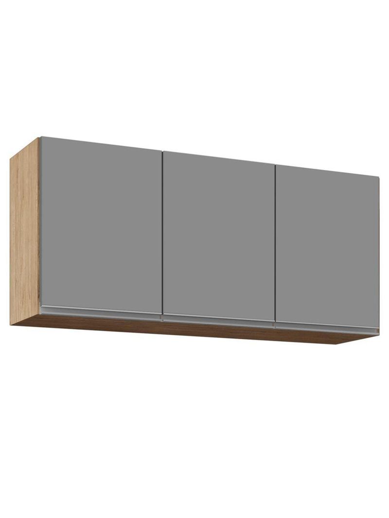 Armário Aéreo de Cozinha 120cm 3 Portas Virgínia Castanho/Cinza - Lumil