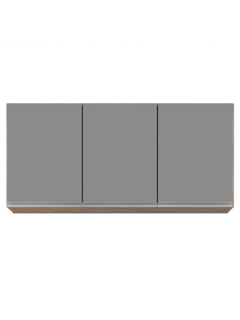 Armário Aéreo de Cozinha 120cm 3 Portas Virgínia Castanho/Cinza - Lumil
