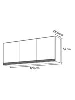 Armário Aéreo de Cozinha 120cm 3 Portas Virgínia Castanho/Cinza - Lumil