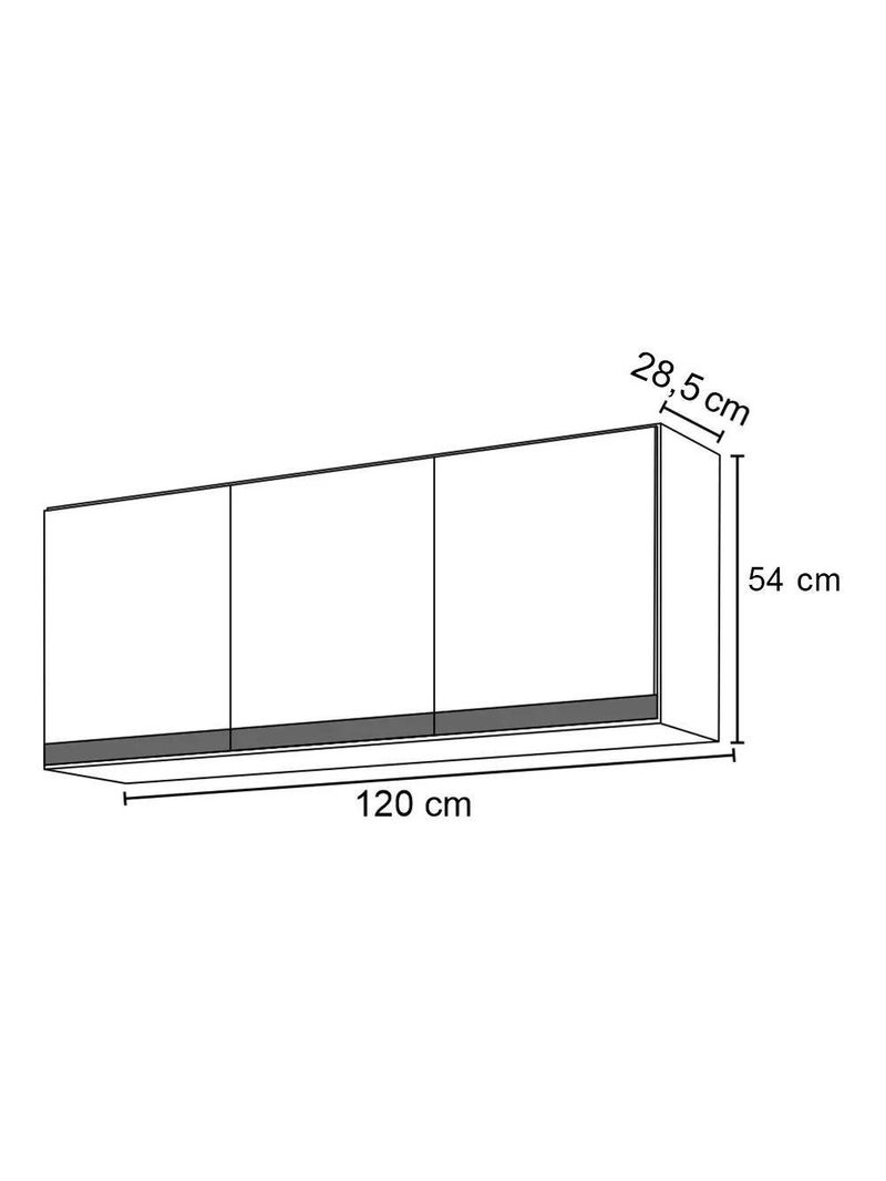 Armário Aéreo de Cozinha 120cm 3 Portas Virgínia Castanho/Cinza - Lumil