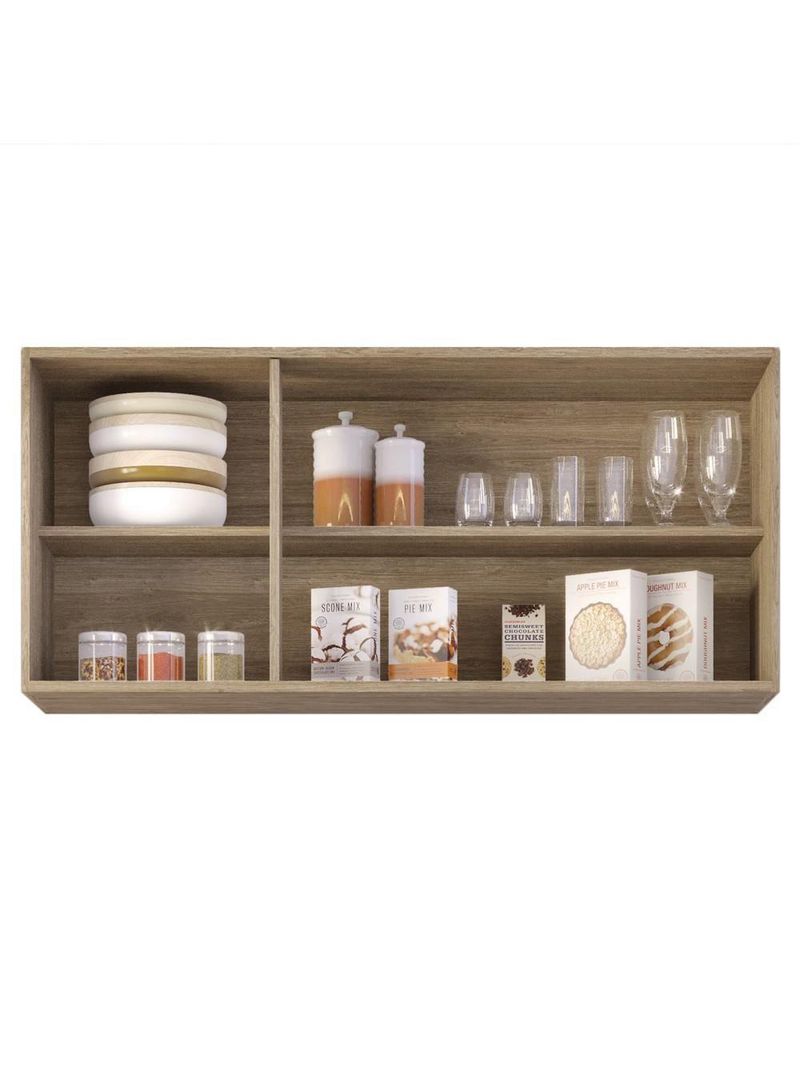 Armário Aéreo de Cozinha 120cm 3 Portas Virgínia Castanho/Cinza - Lumil