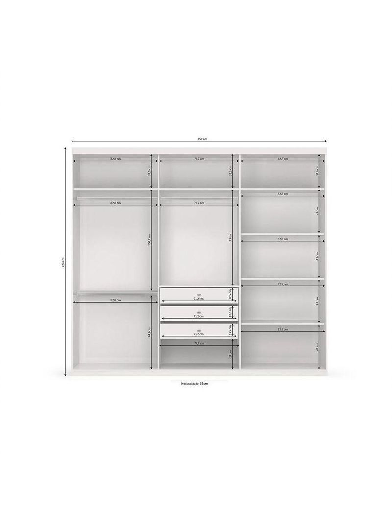 Guarda-Roupa Casal Kappesberg 3 Portas 3 Gavetas Branco S743