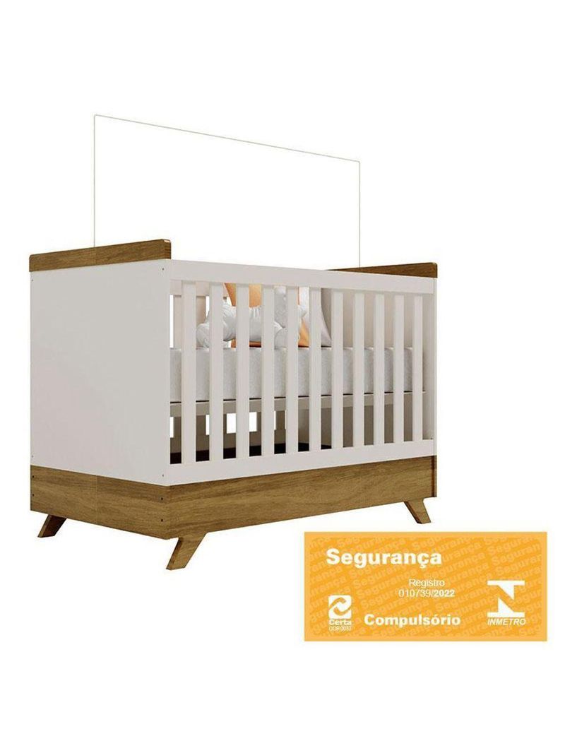 Berço Americano Retro Vitória Off White Carvalho – Canaã