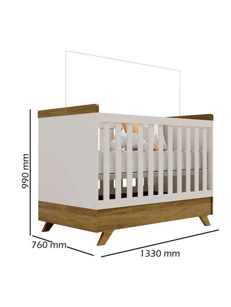 Berço Americano Retro Vitória Off White Carvalho – Canaã