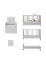 Berço 3 Em 1 Com Colchão Poltrona Amamentação E Puff Multimóveis Mp4151 Branco Branco