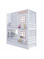 Treliche Casinha 2 Janelas Cortina Madeira Branco-Rosa