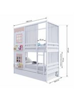 Treliche Casinha 2 Janelas Cortina Madeira Branco-Rosa