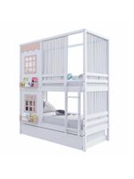 Treliche Casinha 2 Janelas Cortina Madeira Branco-Rosa