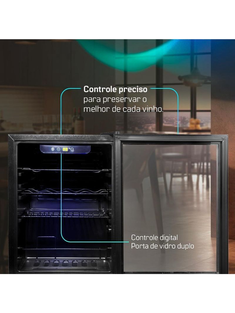 Adega de Vinhos Compressor HQ 48 Litros 16 Garrafas Preto HQ-AV16H 127V