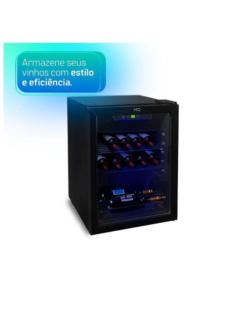 Adega de Vinhos Compressor HQ 48 Litros 16 Garrafas Preto HQ-AV16H 127V