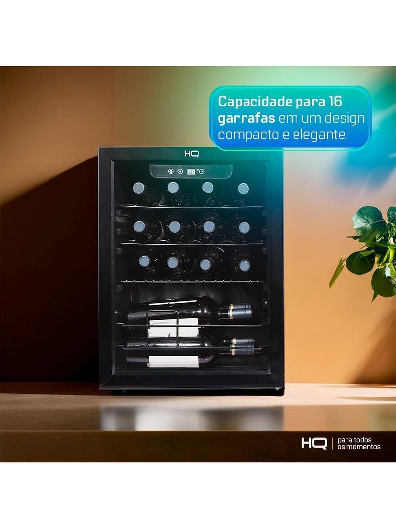 Adega de Vinhos Compressor HQ 48 Litros 16 Garrafas Preto HQ-AV16H 127V