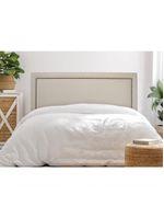 Cabeceira Queen Reta Luxo 160x60 Courino Off White - Tachas Fumê