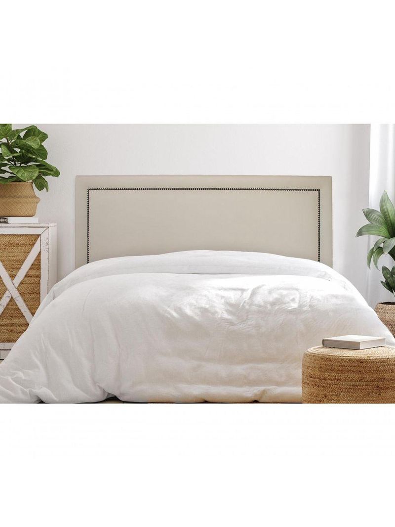 Cabeceira Queen Reta Luxo 160x60 Courino Off White - Tachas Fumê