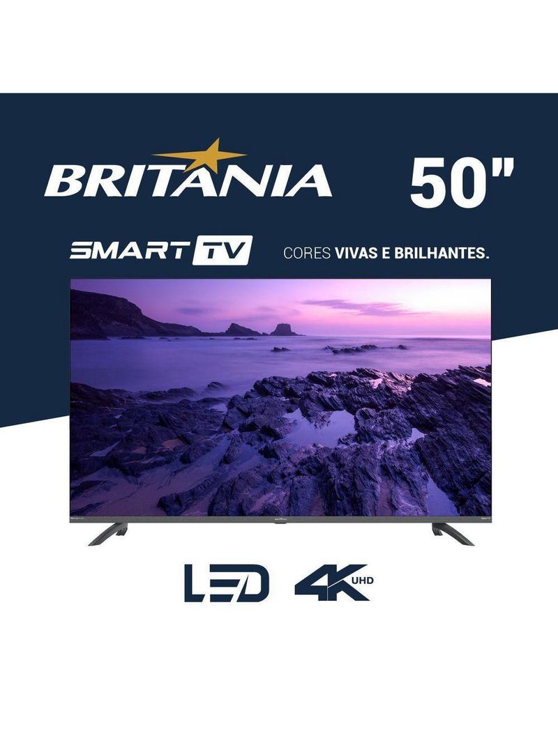 Smart 50” Britânia Roku LED Dolby Audio Bivolt