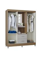 Guarda Roupa Solteiro Cordoba 4 Portas Castanho Off White – Poquema