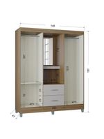 Guarda Roupa Solteiro Cordoba 4 Portas Castanho Off White – Poquema