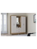 Guarda Roupa Solteiro Cordoba 4 Portas Castanho Off White – Poquema