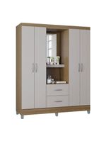 Guarda Roupa Solteiro Cordoba 4 Portas Castanho Off White – Poquema