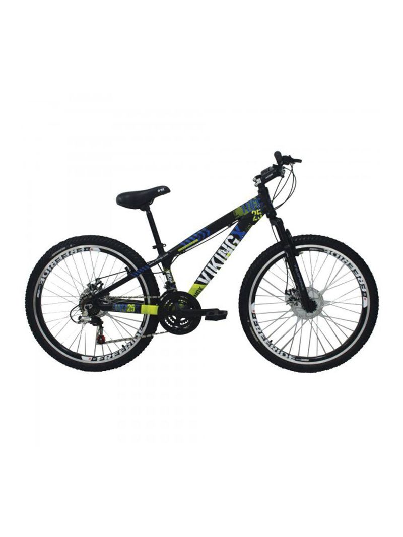 Bicicleta Viking X Tuff 25/30 Freeride Aro 26 Freio A Disco 21 Velocidades Cambios Shimano Preto Amarelo Vikingx