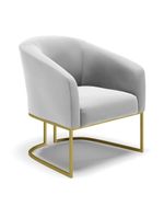 Namoradeira E 2 Poltronas Base Industrial Dourado Stella Suede Cinza D03 - D'rossi