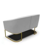 Namoradeira E 2 Poltronas Base Industrial Dourado Stella Suede Cinza D03 - D'rossi