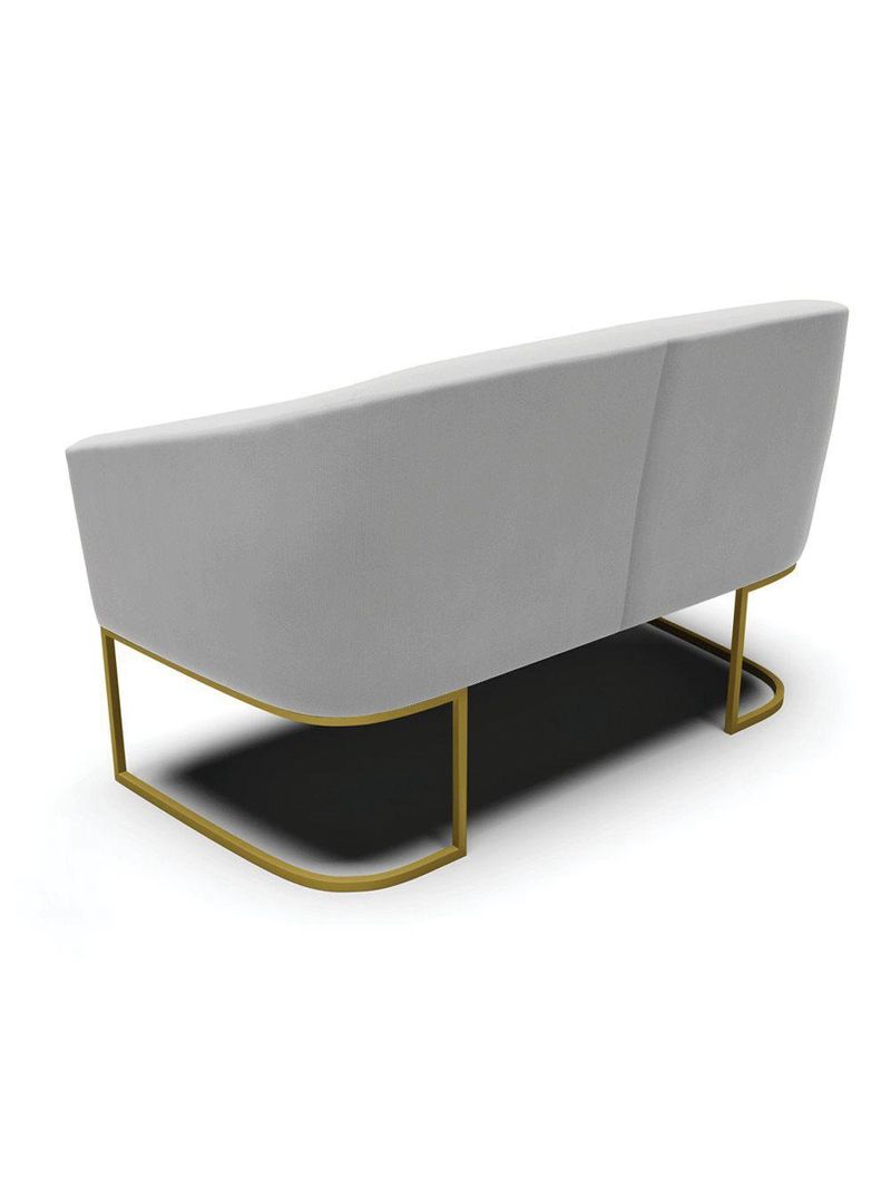 Namoradeira E 2 Poltronas Base Industrial Dourado Stella Suede Cinza D03 - D'rossi