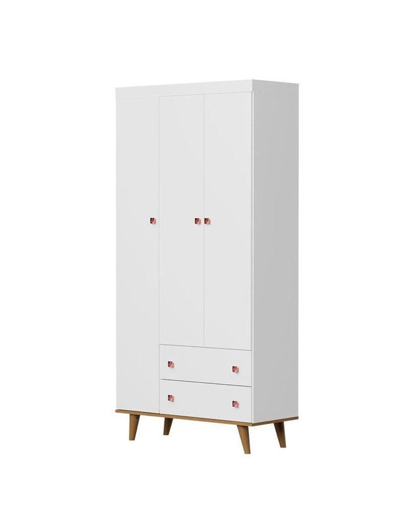 Guarda Roupa Infantil Fernanda 3 Portas Branco Acetinado Bétula – Carolina