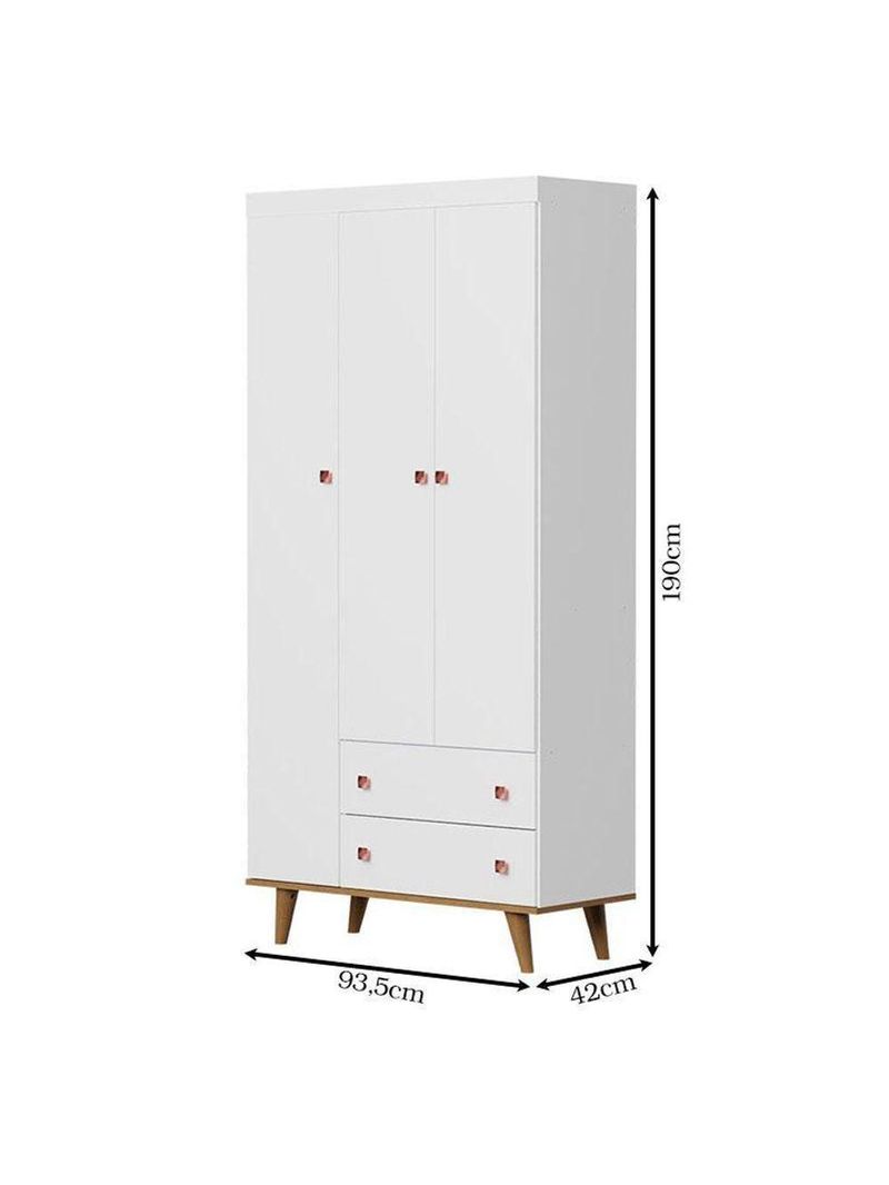 Guarda Roupa Infantil Fernanda 3 Portas Branco Acetinado Bétula – Carolina