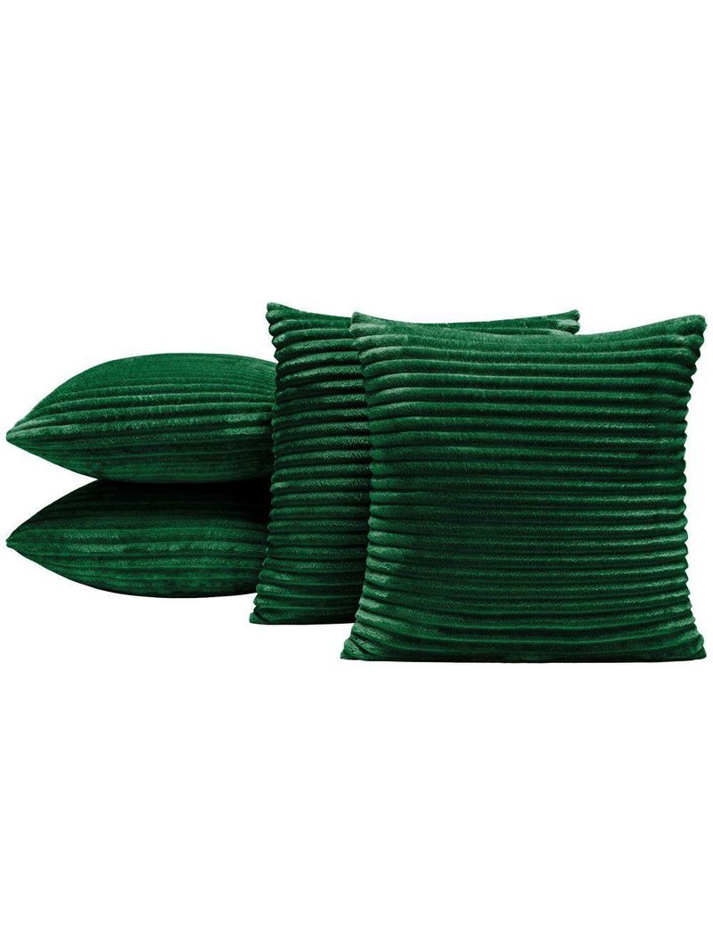 Kit 4 Capas De Almofada Napoli 45X45 Manta Canelada - Verde Esmeralda