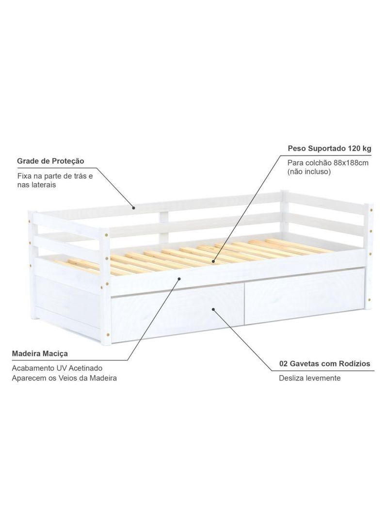 Cama Solteiro Dreams Com 02 Gavetas   Megamobilia