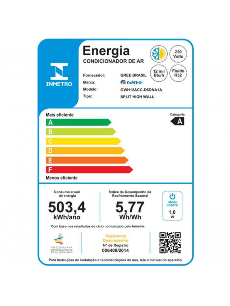 Ar Condicionado Split Hi Wall Gree G-Diamond Auto Inverter 12000 Btus Quente e Frio 220V R-32