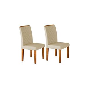 Kit 2 Cadeiras De Cozinha Jade Madeira Capuccino-suede Creme - Rufato