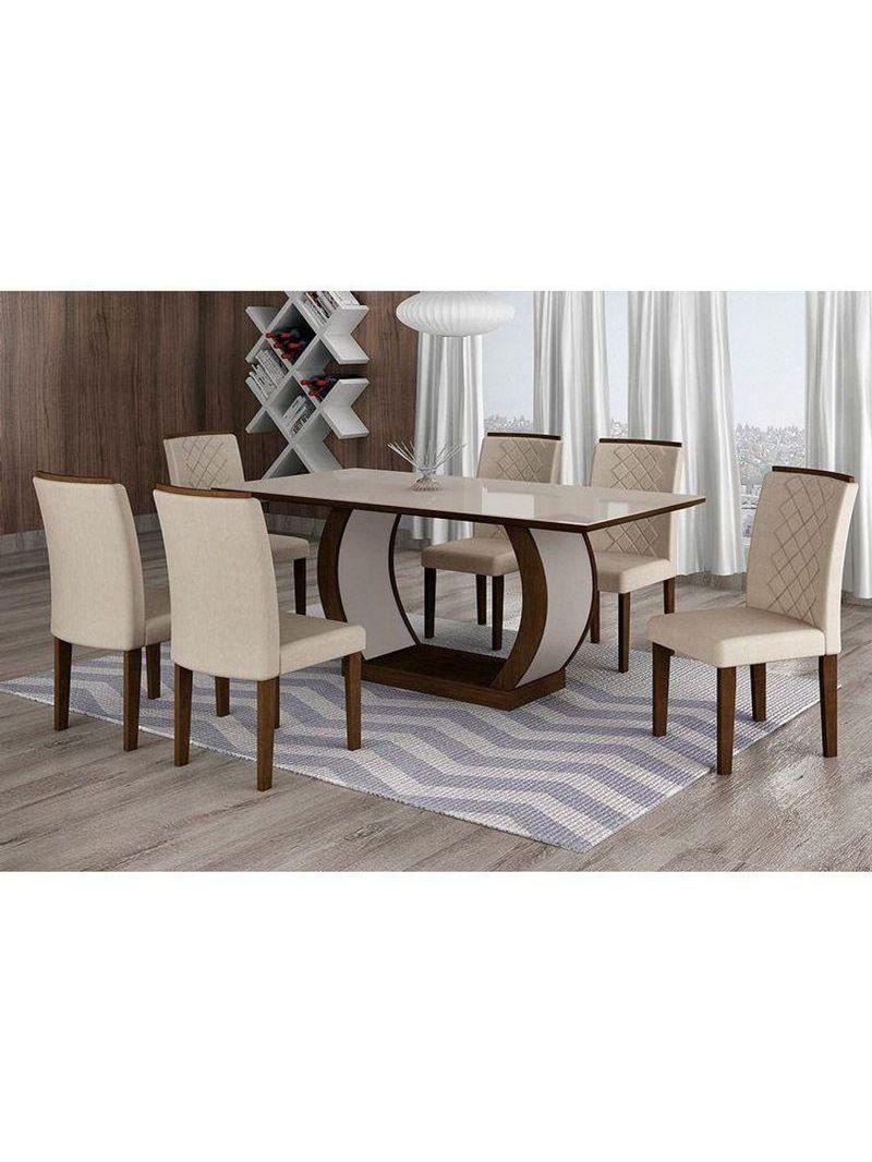 Kit 2 Cadeiras De Cozinha Jade Madeira Capuccino-suede Creme