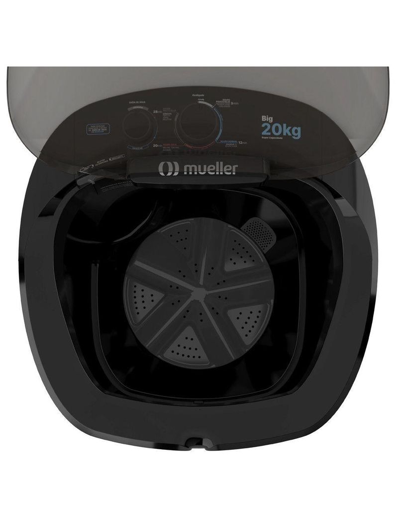 Lavadora Semiautomática Tanquinho Mueller 20kg Preto 127 V