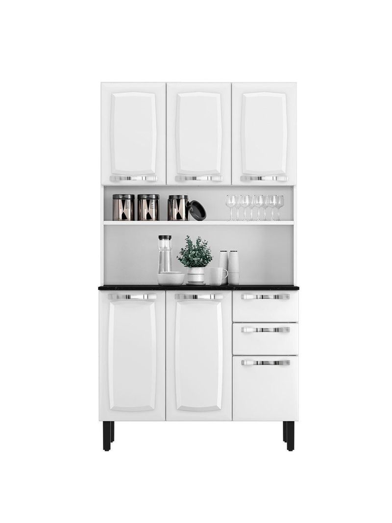 Armário de Cozinha Aço Compacto 105cm 6 Portas 2 Gavetas Itatiaia Pratika - Cor: Branco