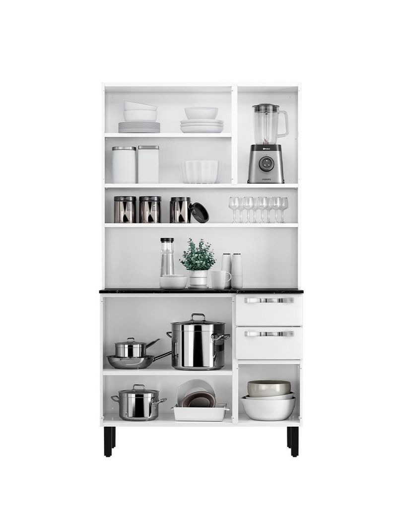 Armário de Cozinha Aço Compacto 105cm 6 Portas 2 Gavetas Itatiaia Pratika - Cor: Branco