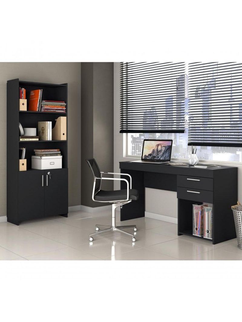 Escritório Compacto 2 Peças Office Tx Notável Móveis – Preto Tx