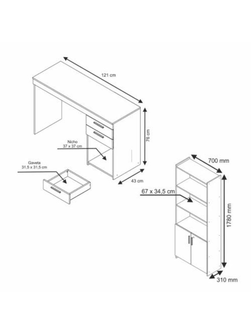 Escritório Compacto 2 Peças Office Tx Notável Móveis – Preto Tx