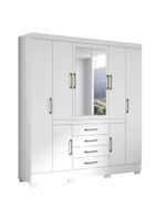 Guarda Roupa Napoli 8 Portas 4 Gavetas Com Espelho Aramoveis Branco