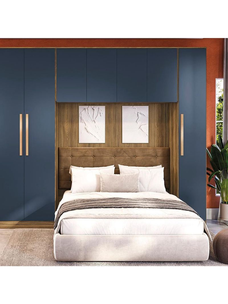 Guarda-roupa 1 Porta Kappesberg Adapt Nogueira/azul Profundo