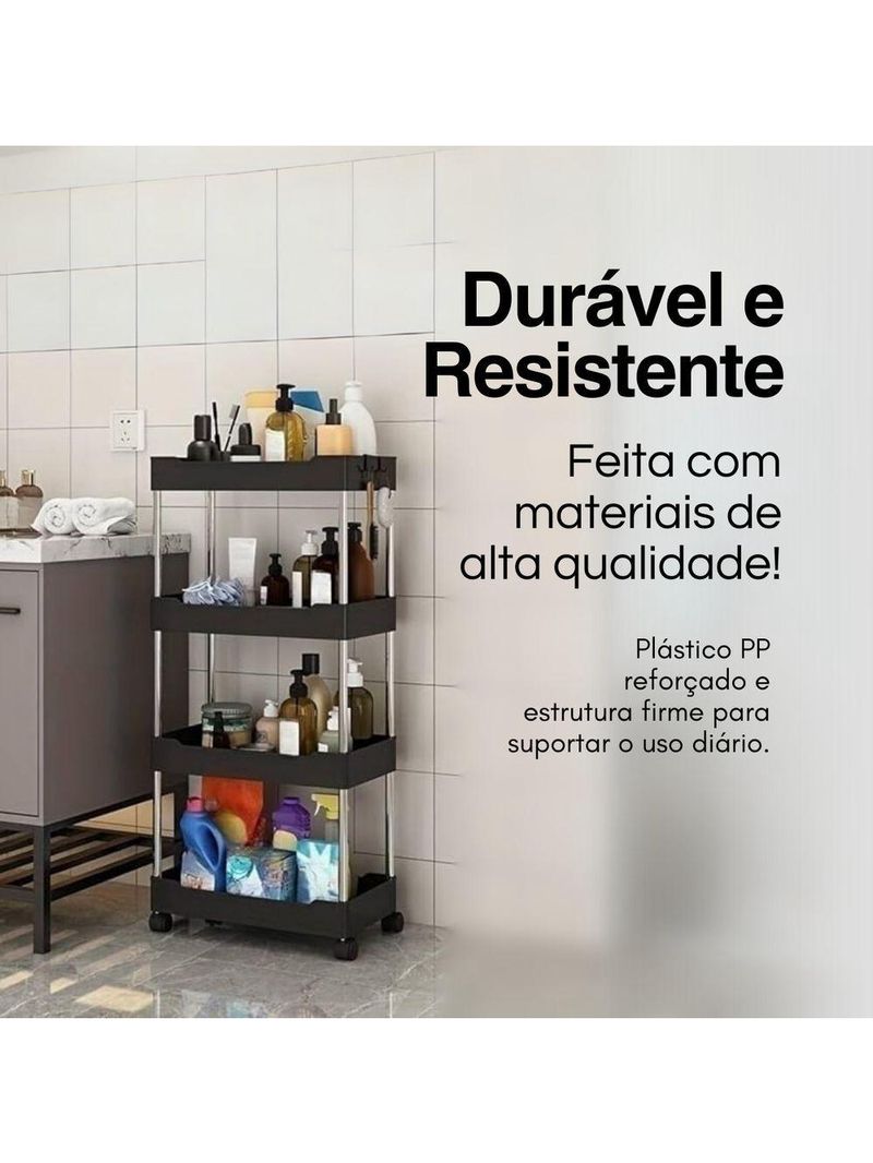 Estante Organizadora Móvel 4 Andares: Prateleiras com Rodízios