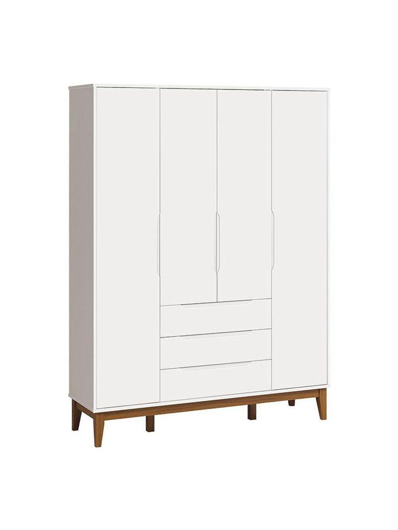 Cômoda Com Porta E Guarda Roupa Infantil Classic Elfe Branco Acetinado Amadeirado - Reller