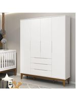 Cômoda Com Porta E Guarda Roupa Infantil Classic Elfe Branco Acetinado Amadeirado - Reller