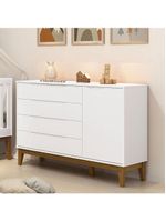 Cômoda Com Porta E Guarda Roupa Infantil Classic Elfe Branco Acetinado Amadeirado - Reller