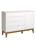 Cômoda Com Porta E Guarda Roupa Infantil Classic Elfe Branco Acetinado Amadeirado - Reller