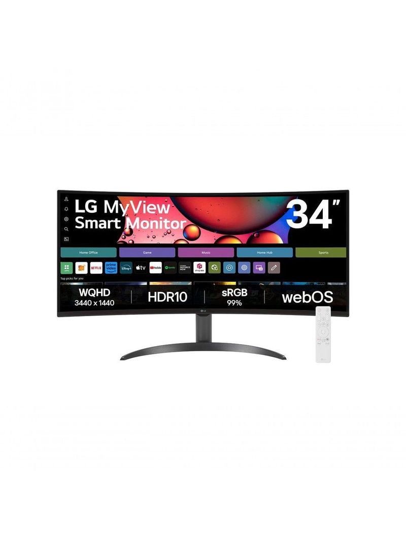 Monitor LG Myview Smart 34SR60QC-B Tela Curva 34