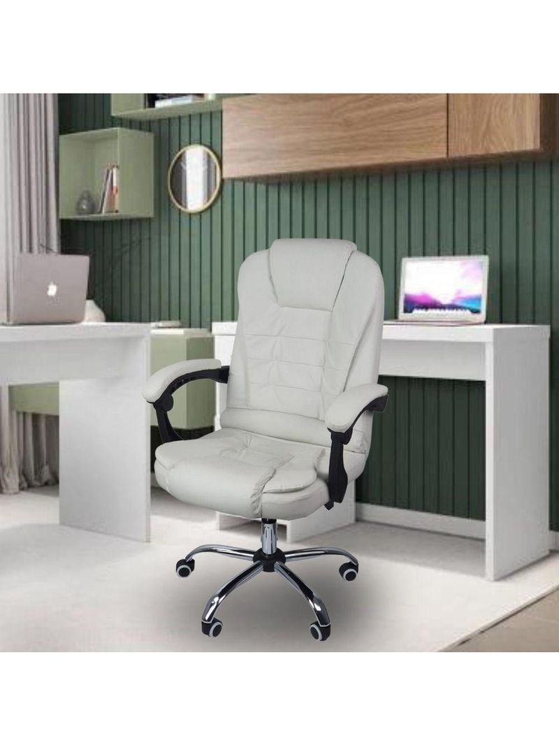 Cadeira De Escritório Presidente Reclinável Ergonômica Branco