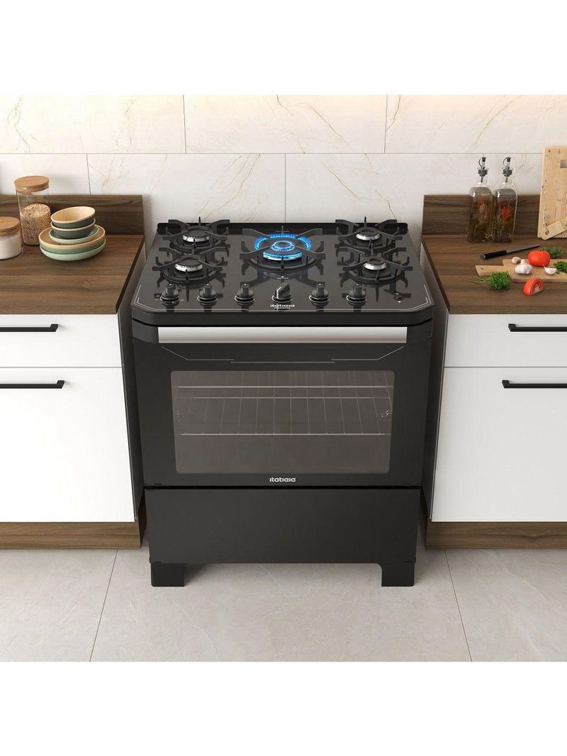 Fogão Itamaster 5 Bocas Com Acendimento Automático Itatiaia Preto Bivolt