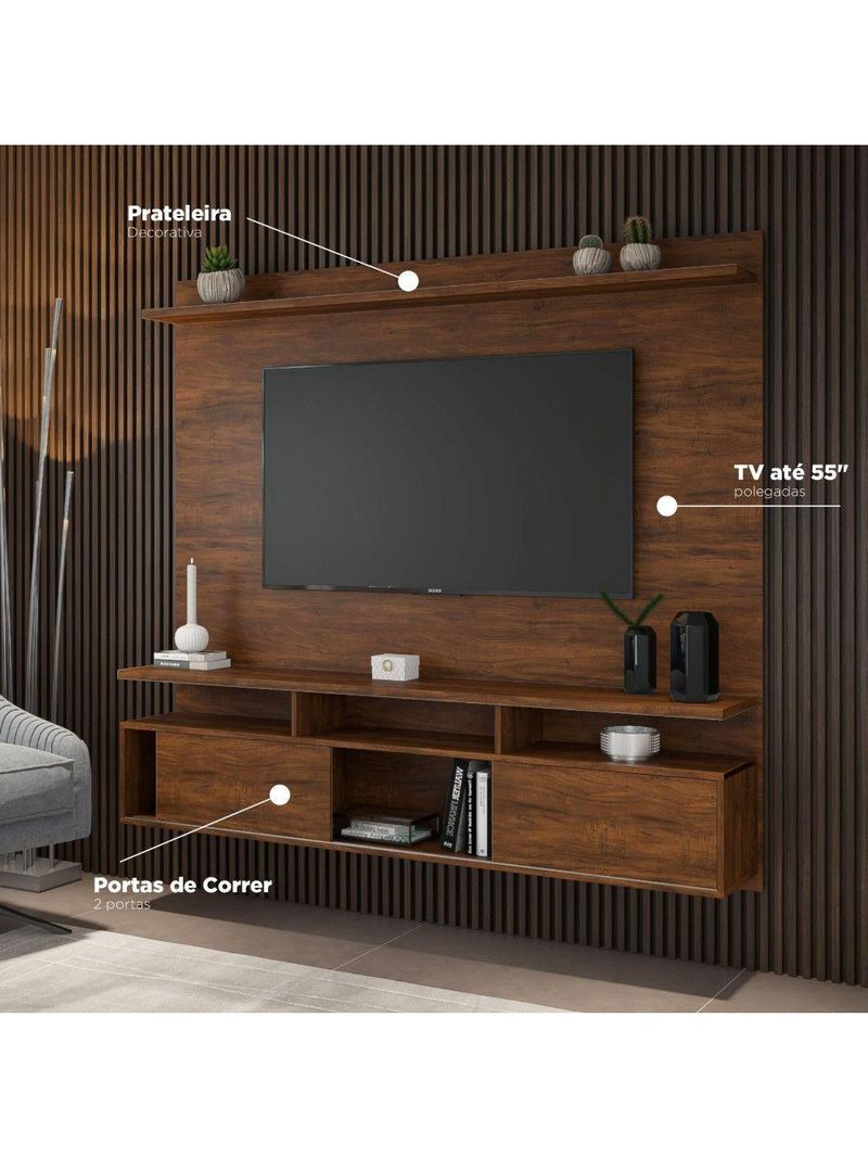 Painel Suspenso para TV até 55” Supreme – Imbuia | Viero Móveis
